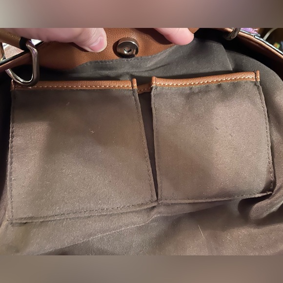 Chaps Floral Paint Blotch on White Design Shoulder Bag - Picture 9 of 9